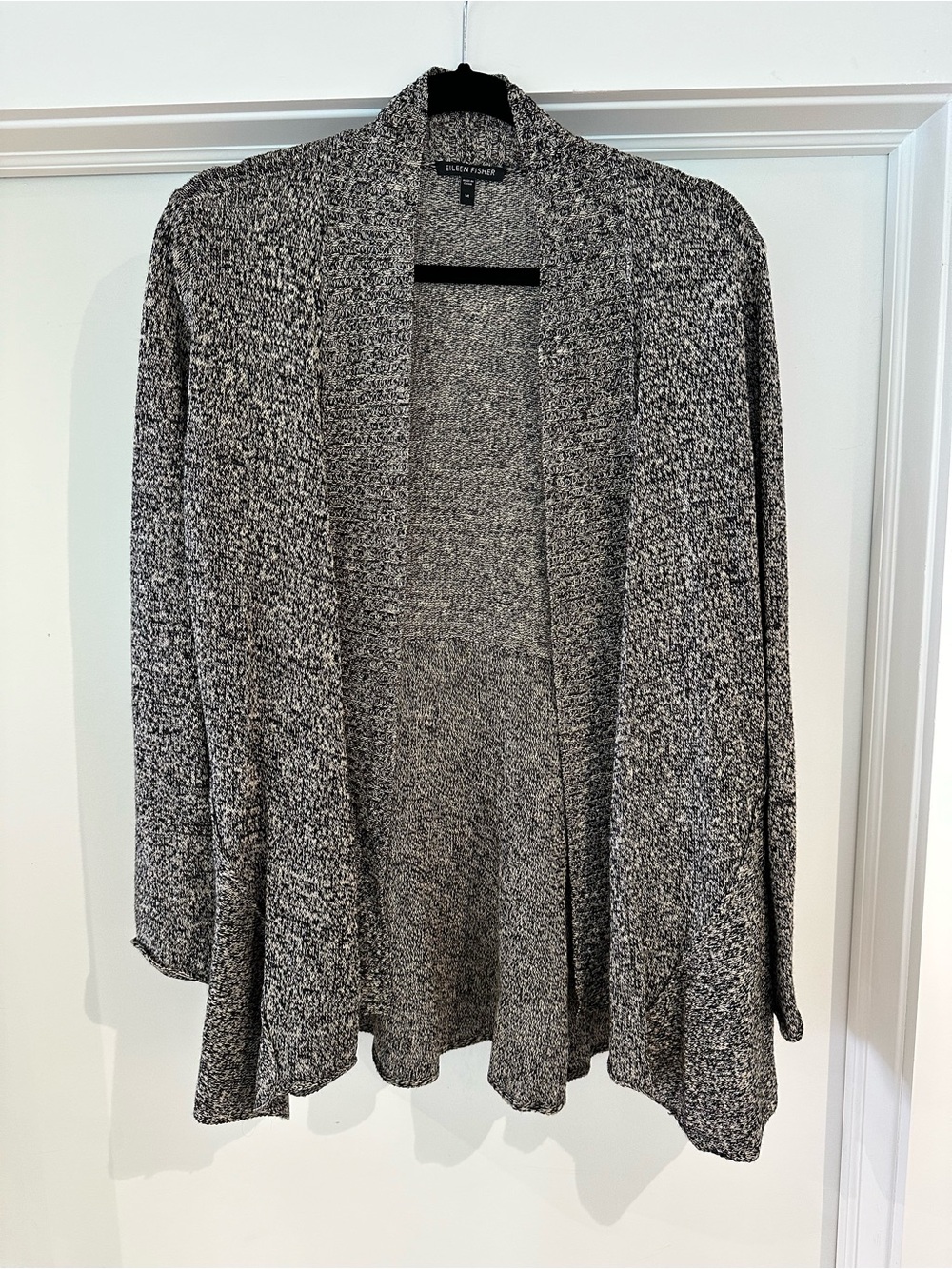 Eileen Fisher Marled Linen Wool Open Front Cardigan M